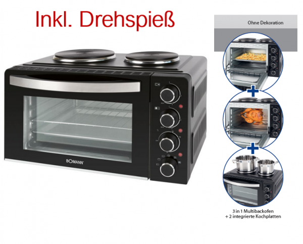 Bomann KK 6059 CB Mini-Backofen mit Kochplatten